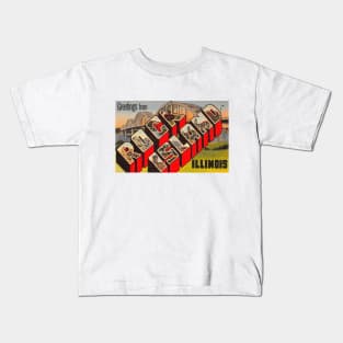 Greetings from Rock Island, Illinois - Vintage Large Letter Postcard Kids T-Shirt